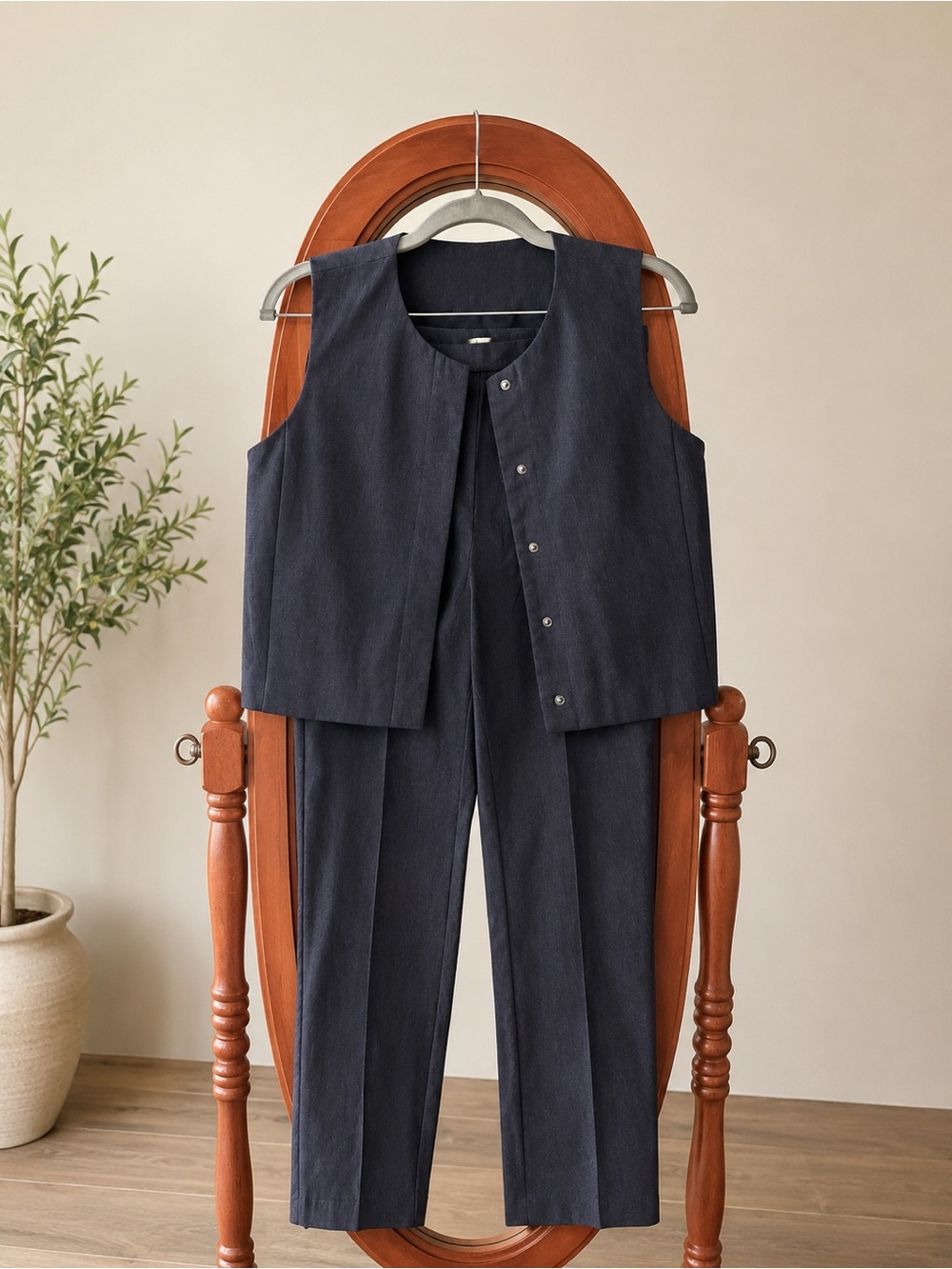 Haven + Blair Two Piece Navy Vest and Trouser’s Set
